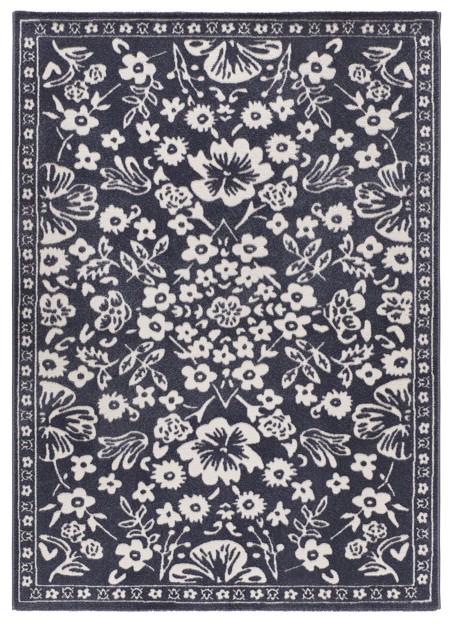 Tappeto salotto floreale moderno colore blu scuro- UN2089
