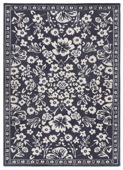 Tappeto salotto floreale moderno colore blu scuro- UN2089