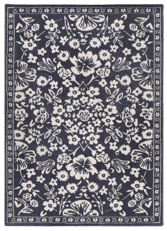 Tappeto salotto floreale moderno colore blu scuro- UN2089