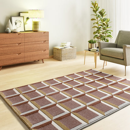 Tappeto soggiorno moderno colore mattone terracotta- UN2090