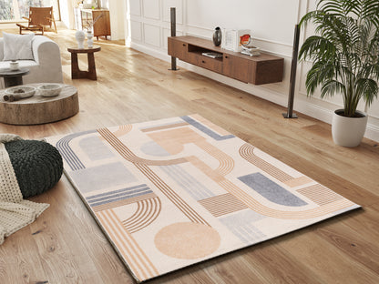 Tappeto moderno geometrico beige panna salotto soggiorno  - UN2011