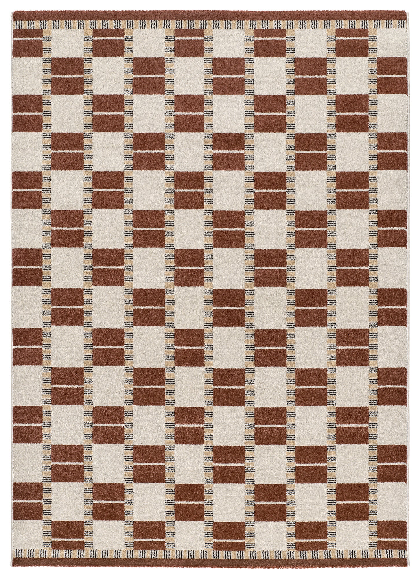 Tappeto soggiorno geometrico colore mattone terracotta  - UN2012