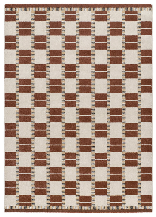 Tappeto soggiorno geometrico colore mattone terracotta  - UN2012