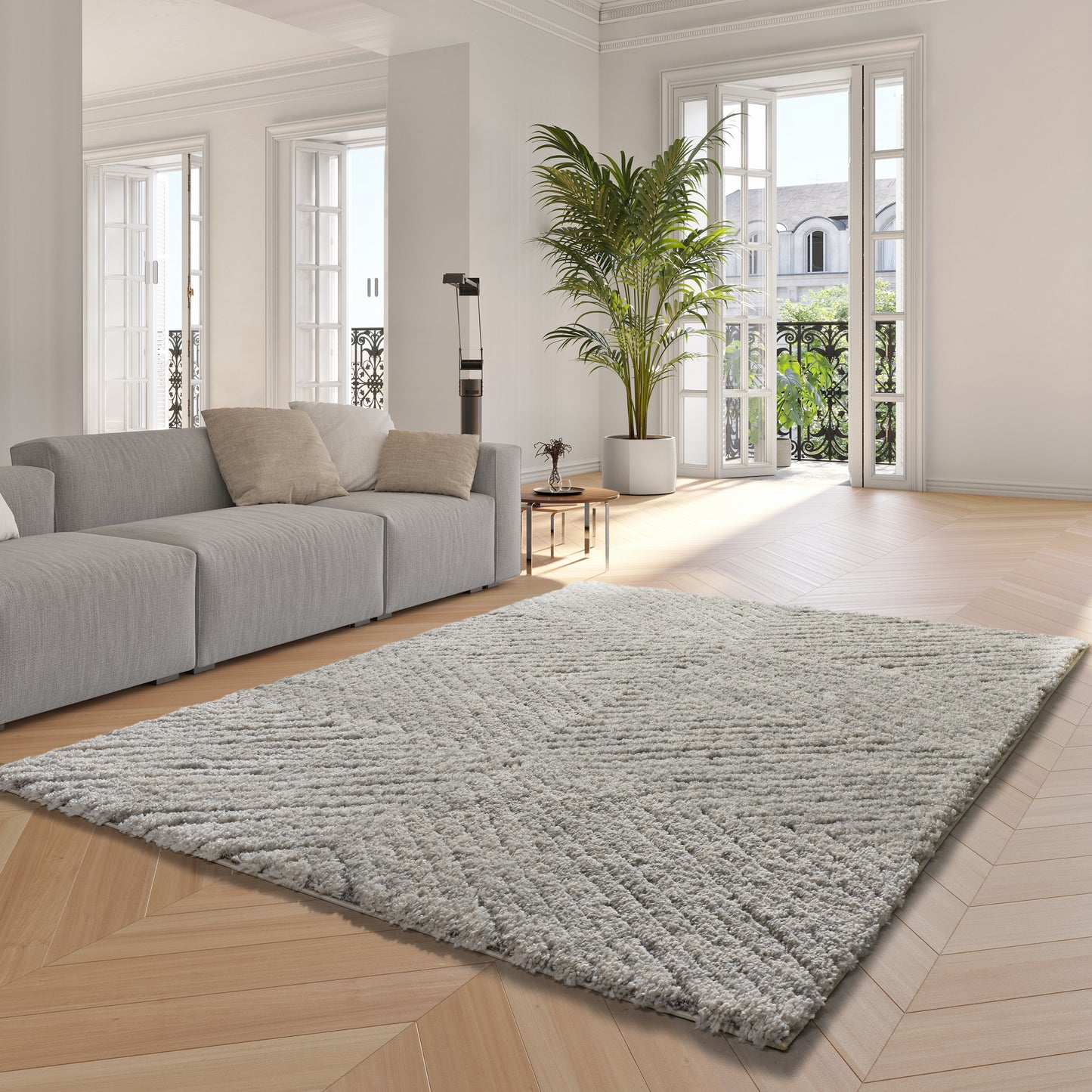 Tappeto per camera salotto stile industrial colore grigio - UN2016