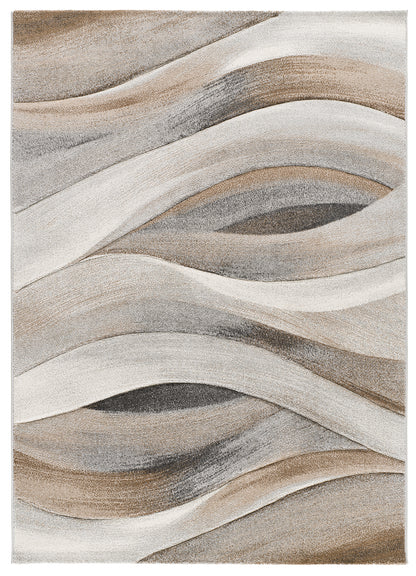 Tappeto per salotto disegno a onde beige multicolore - UN2019