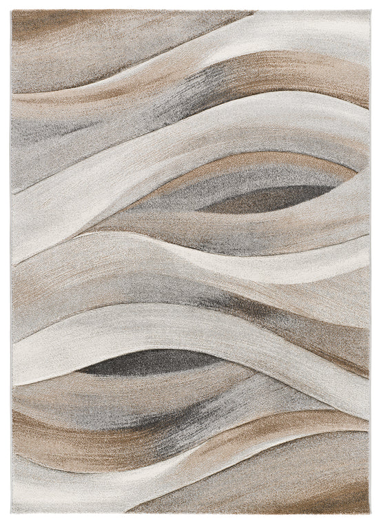Tappeto per salotto disegno a onde beige multicolore - UN2019