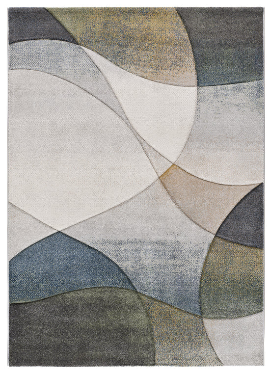 Tappeto per salotto moderno disegno geometrico blu multicolore - UN2020