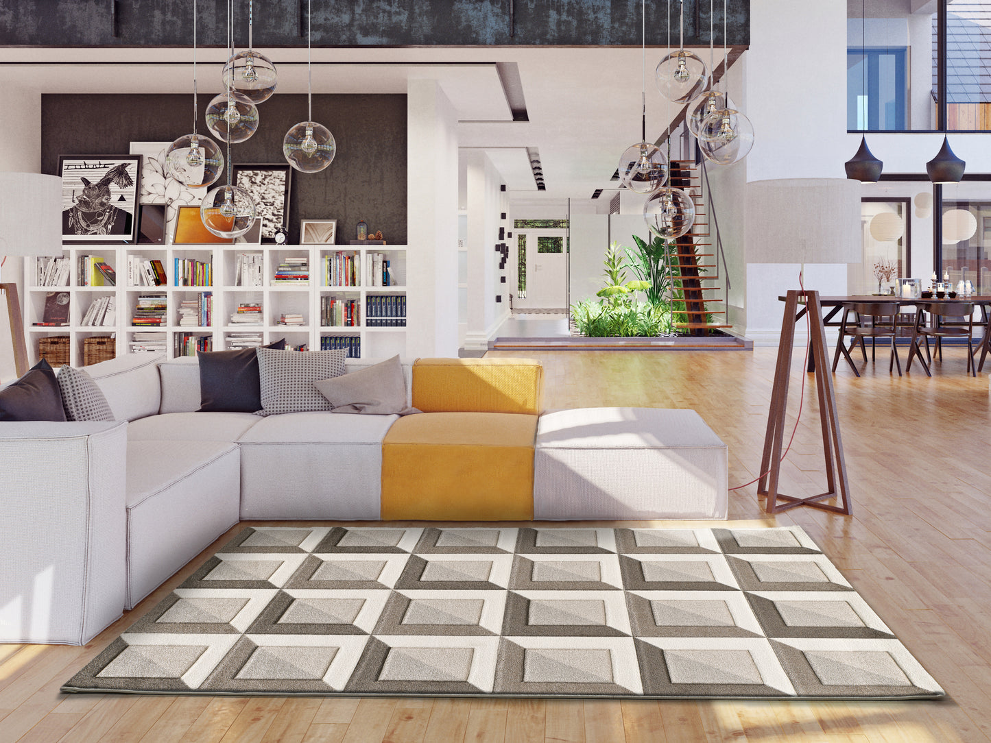 Tappeto per salone moderno beige e marrone - UN2087
