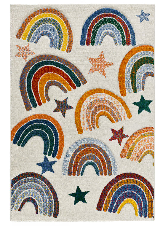 Tappeto cameretta bambini disegno stelle crema multicolore - UN6001