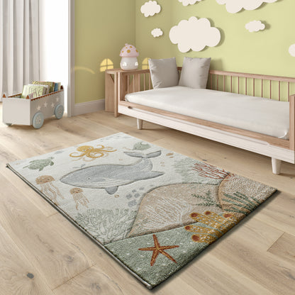 Tappeto cameretta bambini disegno oceano multicolore - UN6003