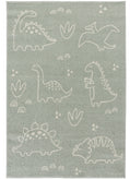 Tappeto cameretta bambini disegno dinosauri verde - UN6004