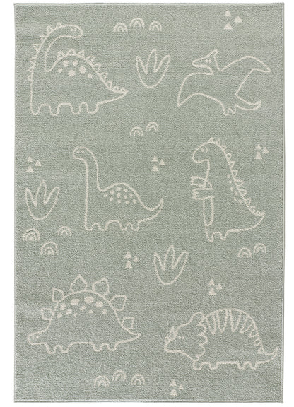 Tappeto cameretta bambini disegno dinosauri verde - UN6004