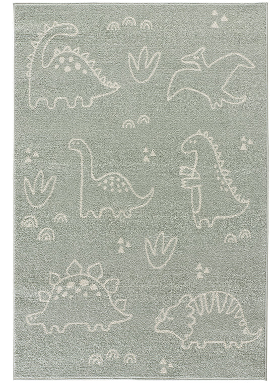 Tappeto cameretta bambini disegno dinosauri verde - UN6004