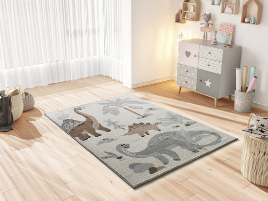 Tappeto cameretta bambini disegno Jurassic bianco - UN6005