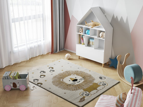 Tappeto cameretta bambini disegno leone bianco - UN6006