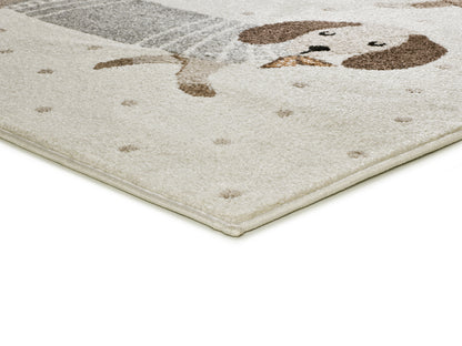 Tappeto cameretta bambini disegno bassotti bianco - UN6008