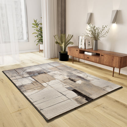 Tappeto arredo moderno disegno astratto beige - UN2022