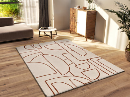 Tappeto arredo casa  disegno minimalista crema terracotta - UN2023