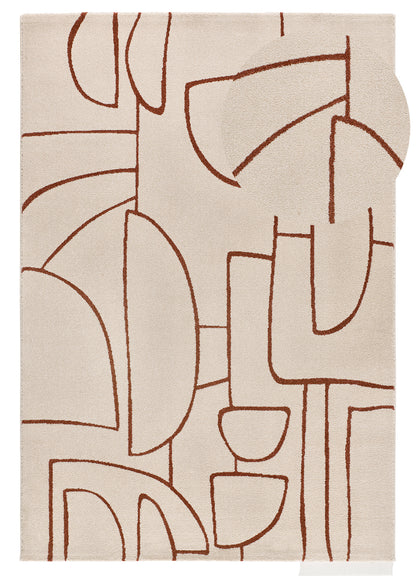 Tappeto arredo casa  disegno minimalista crema terracotta - UN2023