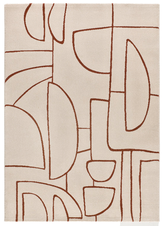 Tappeto arredo casa  disegno minimalista crema terracotta - UN2023