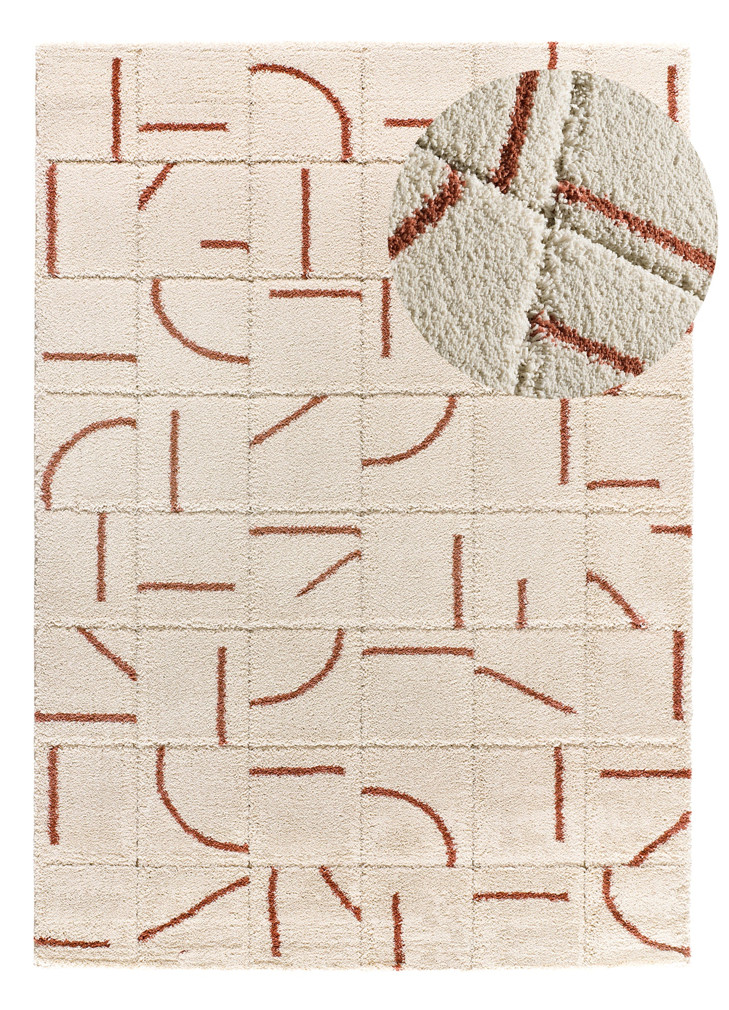 Tappeto moderno stile scandinavo colore crema terracotta - UN2027