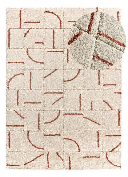 Tappeto moderno stile scandinavo colore crema terracotta - UN2027