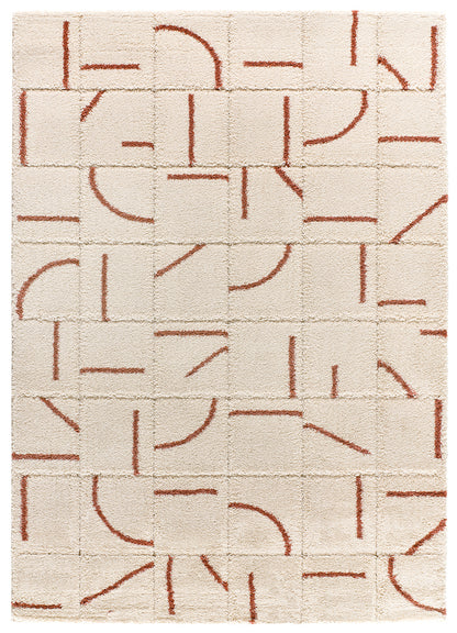 Tappeto moderno stile scandinavo colore crema terracotta - UN2027