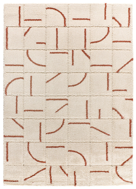 Tappeto moderno stile scandinavo colore crema terracotta - UN2027