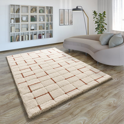 Tappeto arredo moderno colore crema terracotta - UN2028