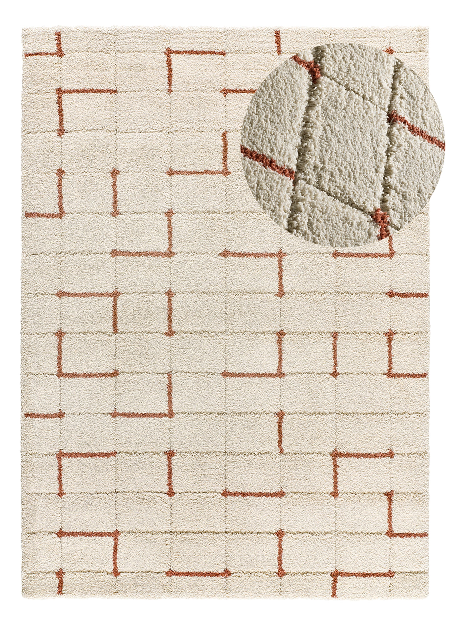 Tappeto arredo moderno colore crema terracotta - UN2028