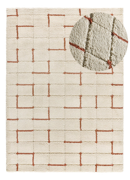 Tappeto arredo moderno colore crema terracotta - UN2028