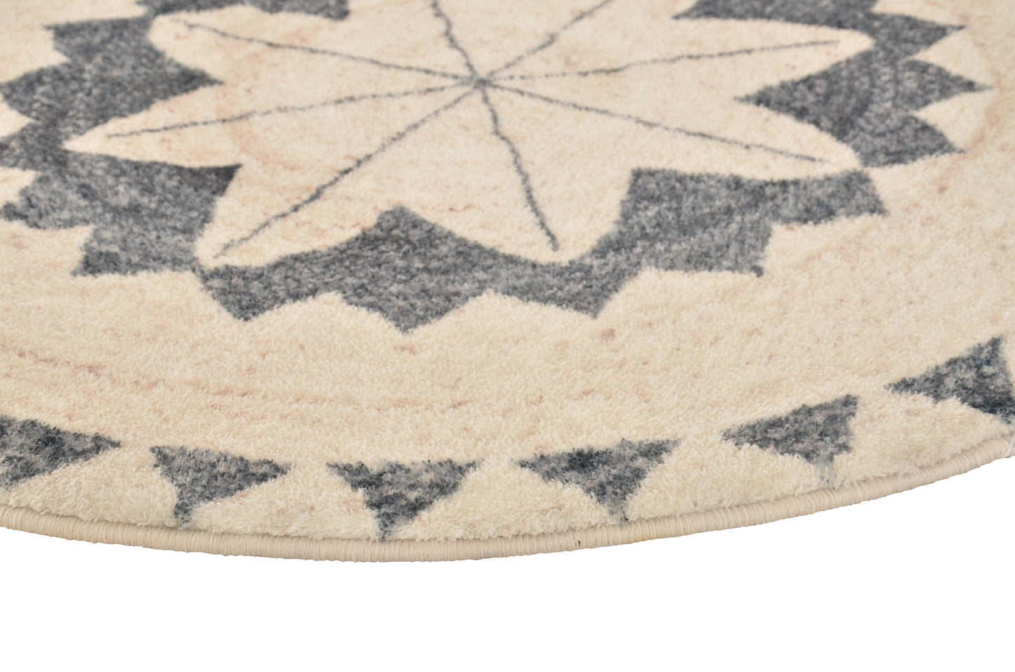 Tappeto rotondo avorio grigio antracite 150 cm cottage - VR2012