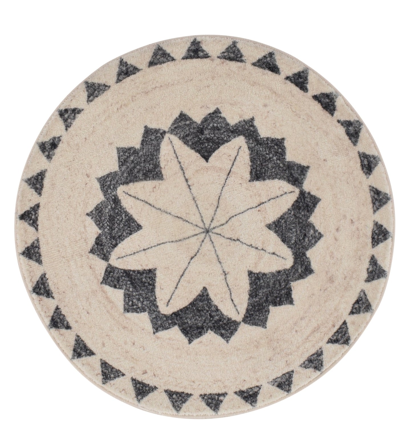 Tappeto rotondo avorio grigio antracite 150 cm cottage - VR2012