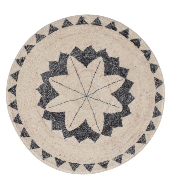 Tappeto rotondo avorio grigio antracite 150 cm cottage - VR2012
