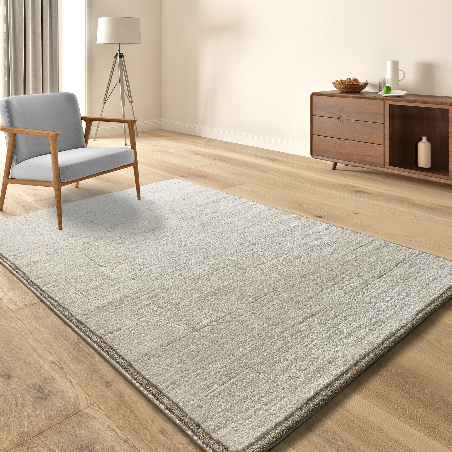 Tappeto moderno sala unicolor crema - UN2030