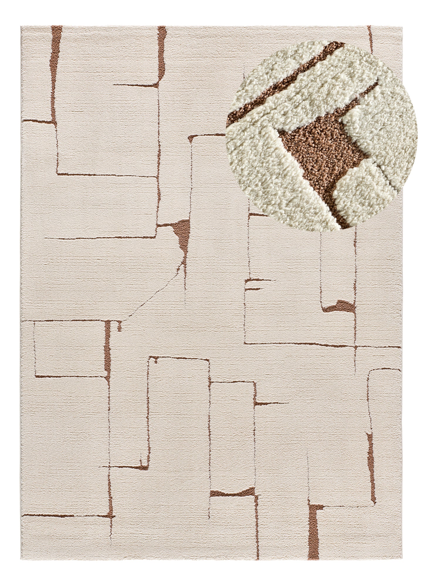 Tappeto design moderno colore crema e mattone - UN2088