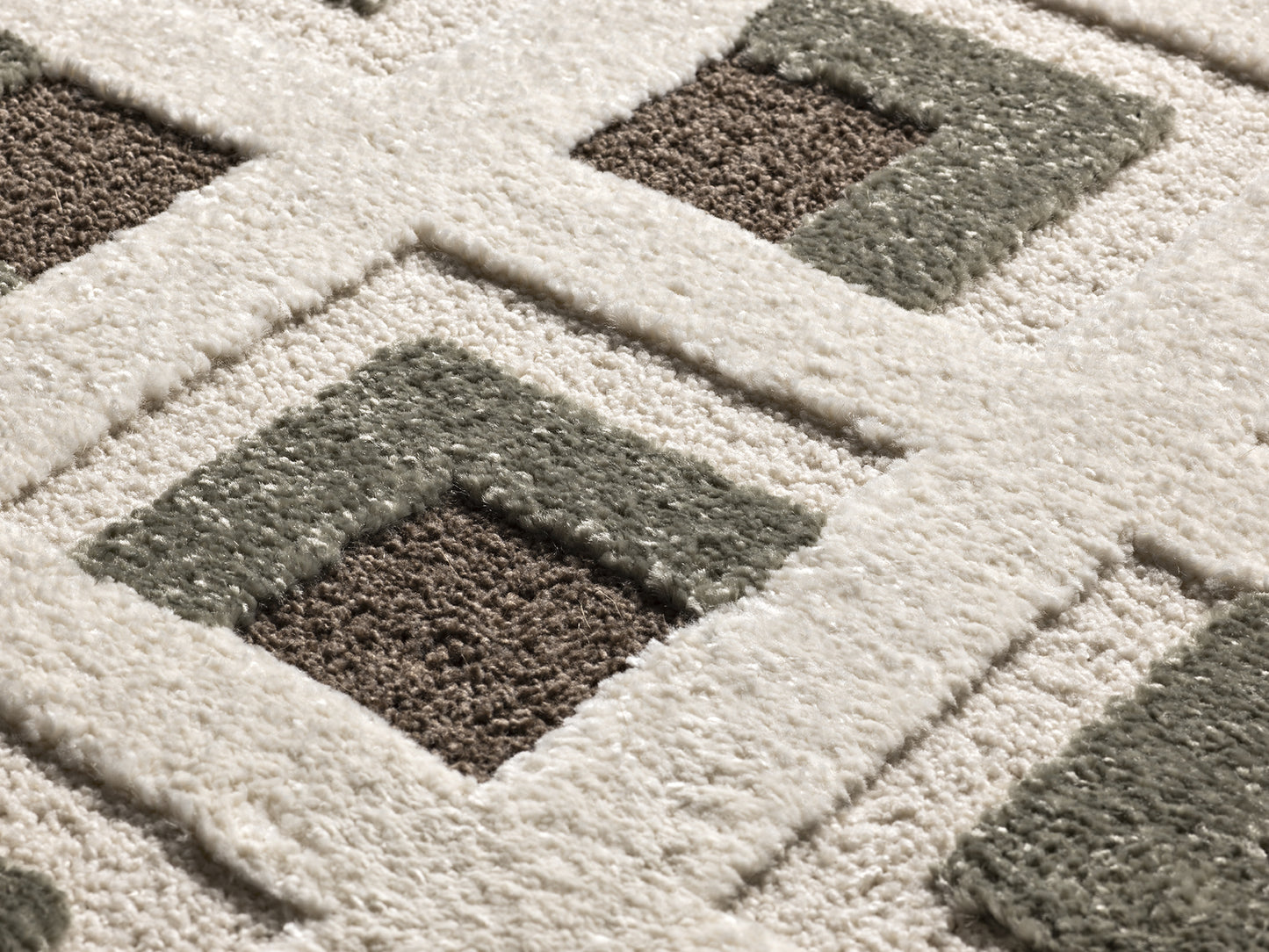 Tappeto moderno marrone crema disegno geometrico- UN2032