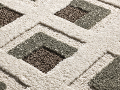 Tappeto moderno marrone crema disegno geometrico- UN2032