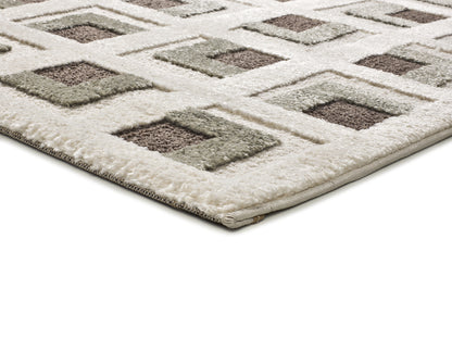 Tappeto moderno marrone crema disegno geometrico- UN2032