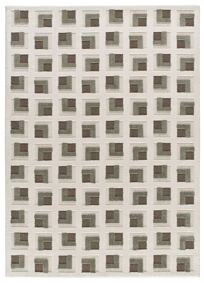 Tappeto moderno marrone crema disegno geometrico- UN2032