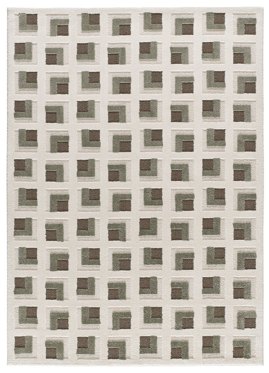 Tappeto moderno marrone crema disegno geometrico- UN2032
