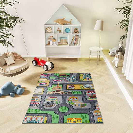 Tappeto lavabile per cameretta bambini disegno circuit multicolore- UN6017