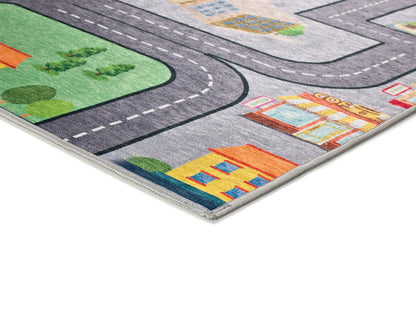 Tappeto lavabile per cameretta bambini disegno circuit multicolore- UN6017