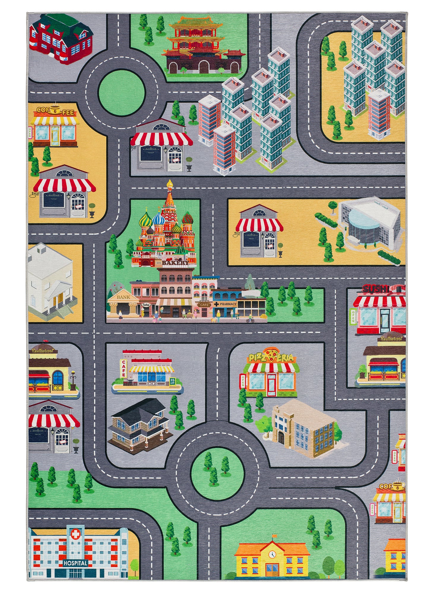 Tappeto lavabile per cameretta bambini disegno circuit multicolore- UN6017