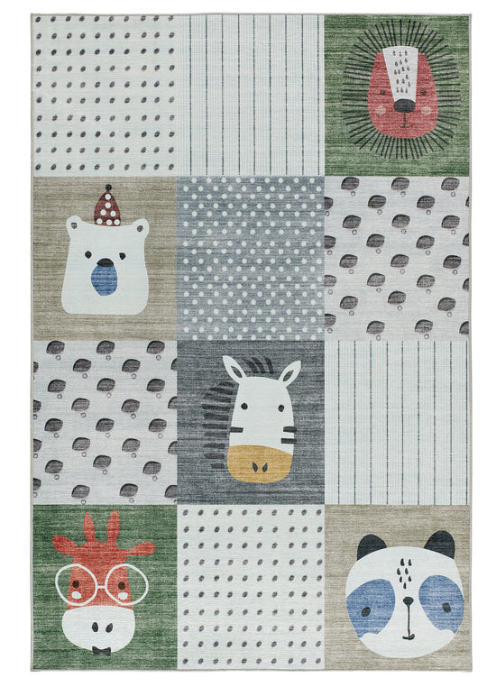 Tappeto lavabile per cameretta bambini disegno animals multicolore- UN6018