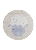 Tappeto rotondo per cameretta bambini disegno pecorella crema - UN6014