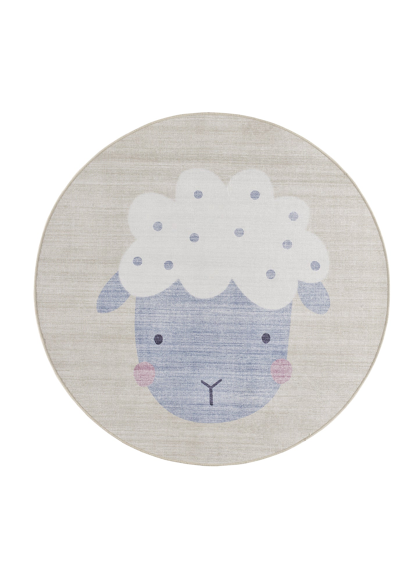 Tappeto rotondo per cameretta bambini disegno pecorella crema - UN6014