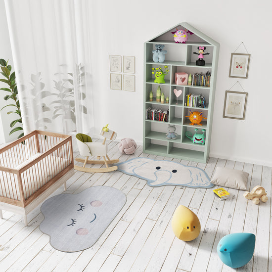 Tappeto lavabile per cameretta bambini disegno nuvola grigio- UN6016