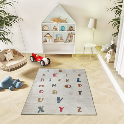 Tappeto lavabile per cameretta bambini disegno alfabeto multicolore- UN6019