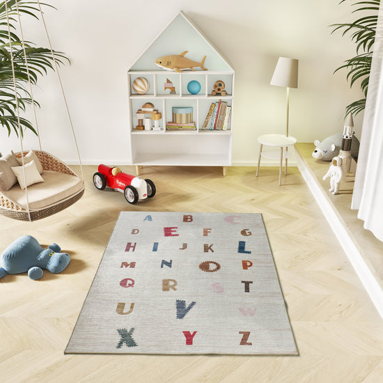 Tappeto lavabile per cameretta bambini disegno alfabeto multicolore- UN6019
